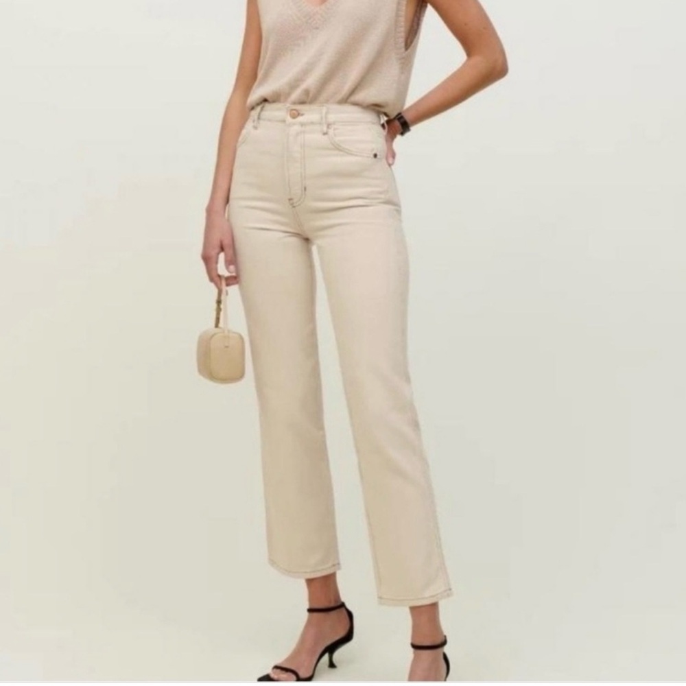 REFORMATION Jeans Cynthia High Rise Straight Bone Off-White Size 24
